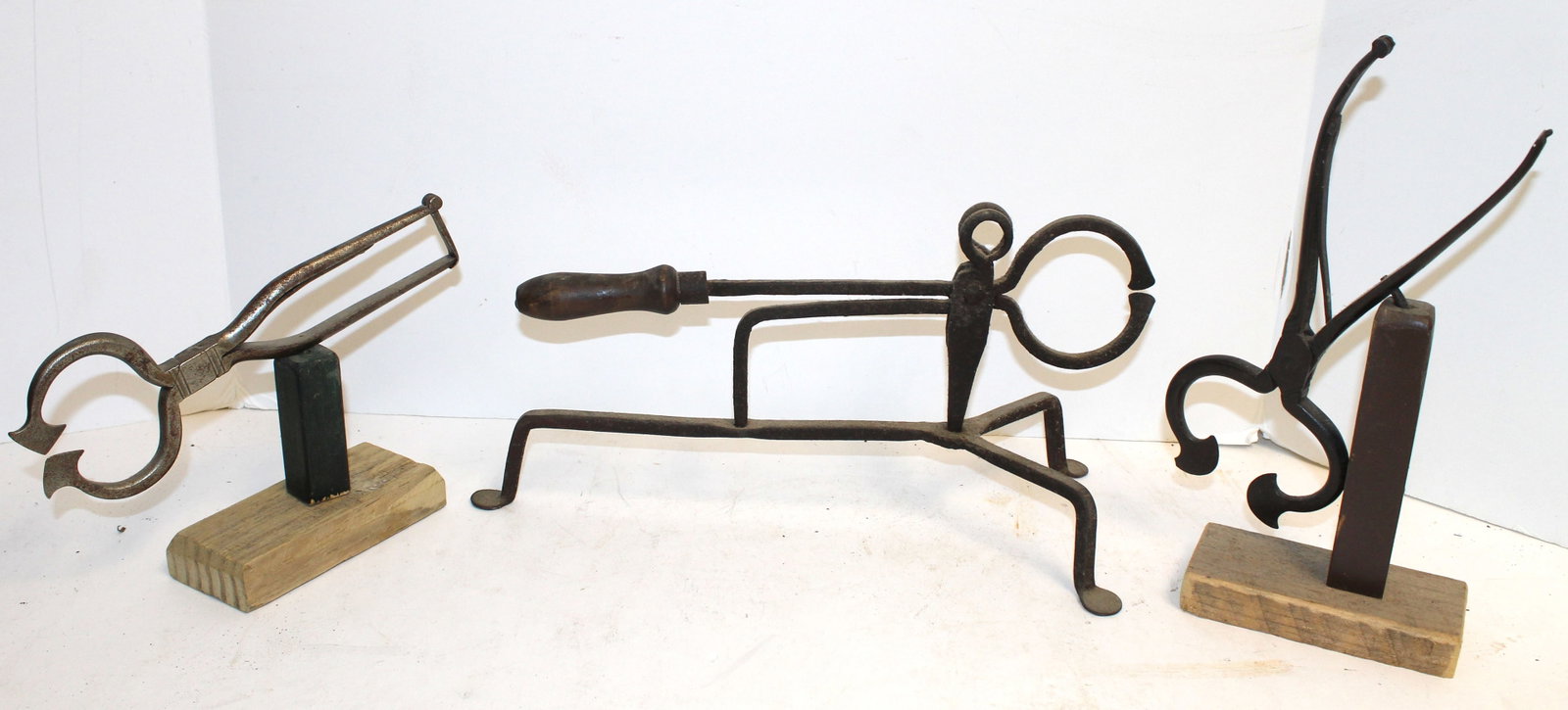 Lot of 3 make-do mounted sugar nips - 9"x10" & 13" long: Lot of 3 make-do mounted sugar nips - 9"x10" & 13" long
