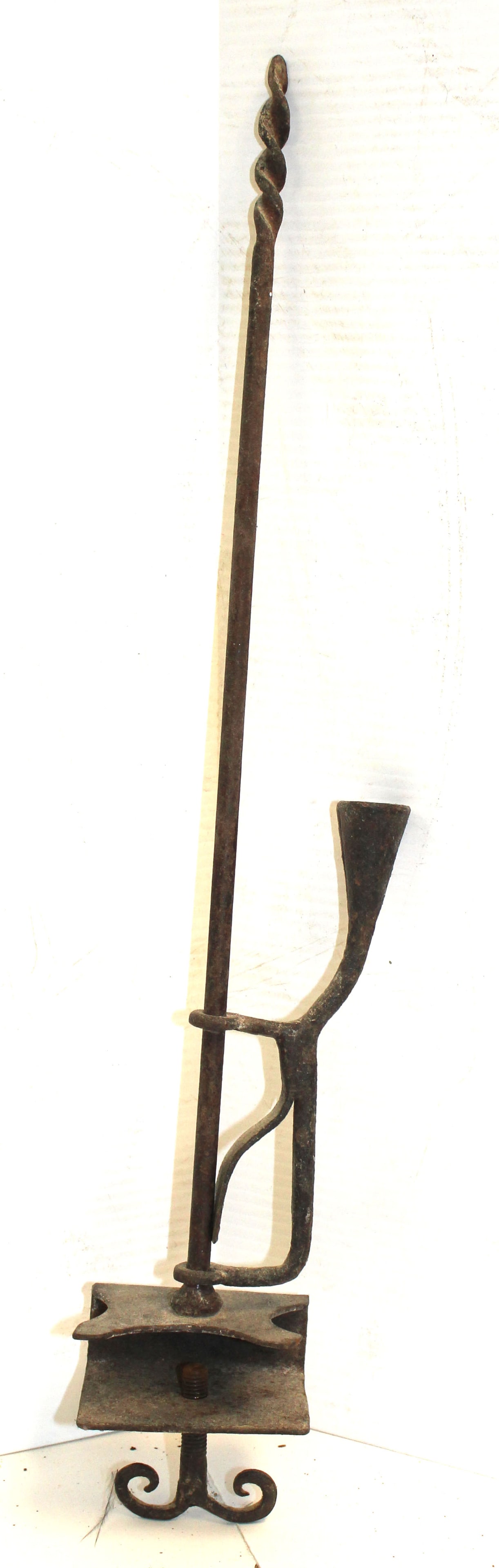 Wrought iron table mounted candle holder - 21" tall: Wrought iron table mounted candle holder - 21" tall