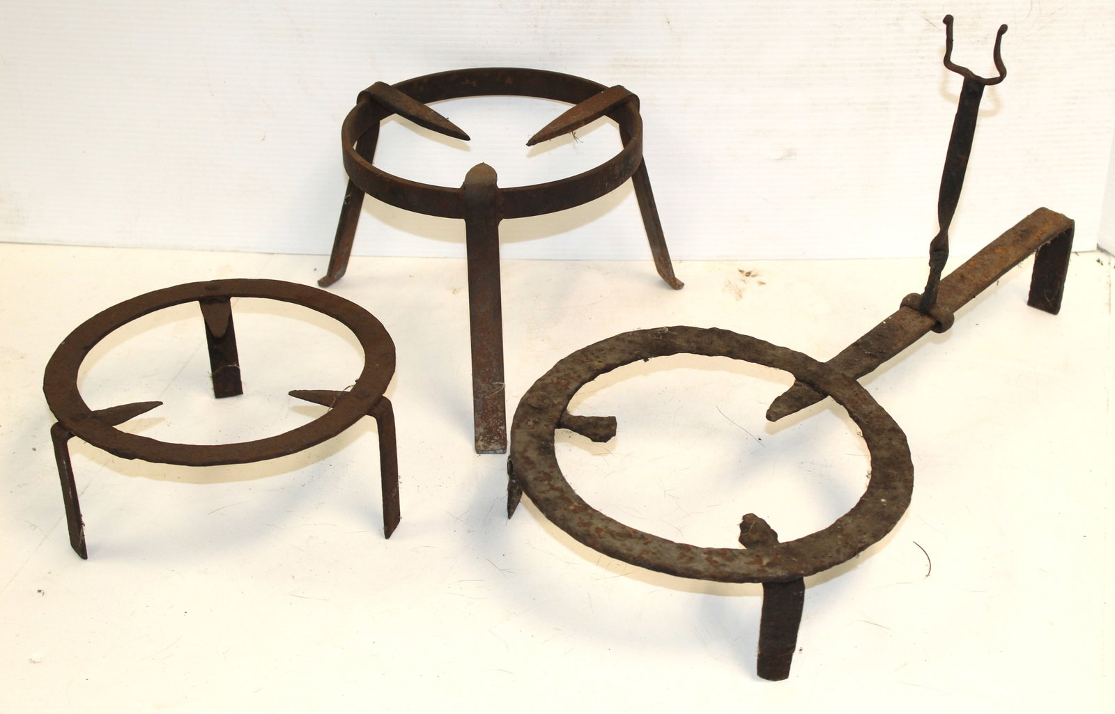 Lot of 3 wrought iron pot stands: Lot of 3 wrought iron pot stands