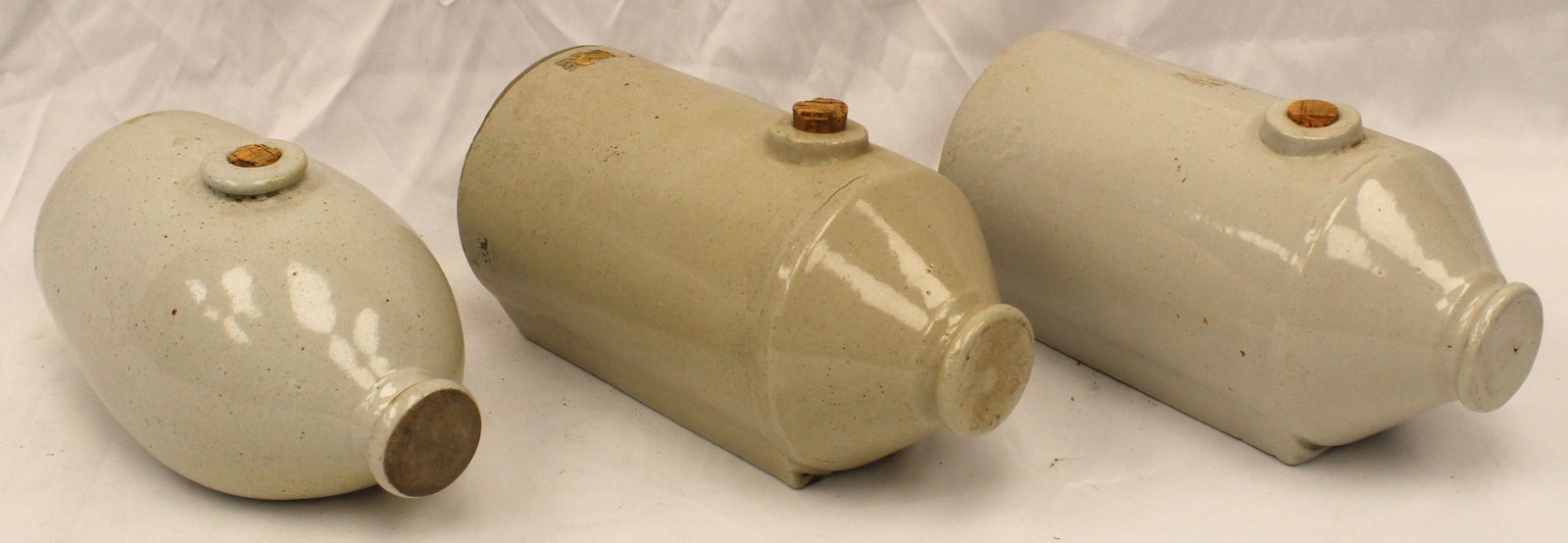 Lot of 3 stoneware hot water bottles/warmers - 9 1/2" -11" long: Lot of 3 stoneware hot water bottles/warmers - 9 1/2" -11" long
