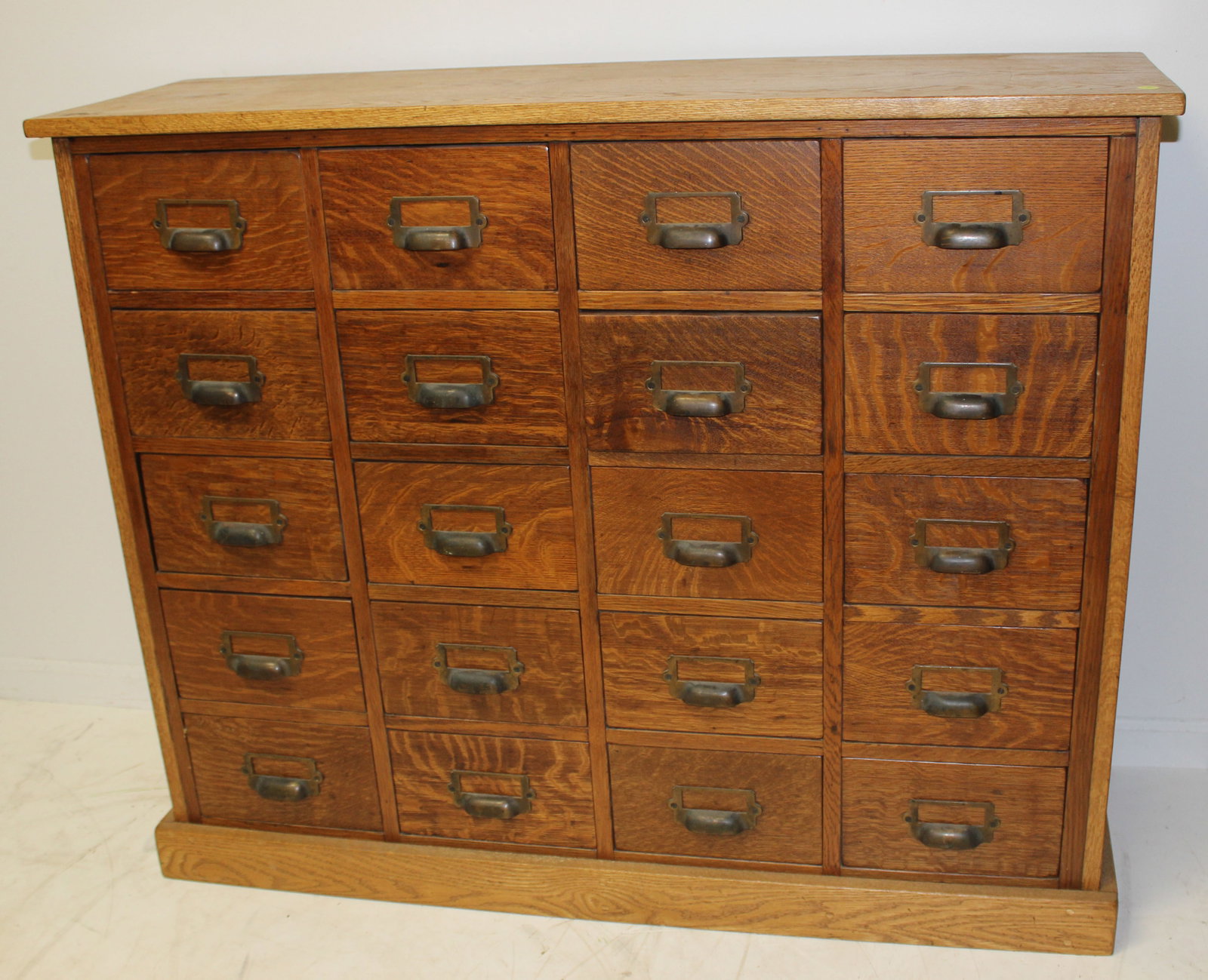 Antique oak 20 drawer filing cabinet - 37" tall x 46" wide x 14" deep: Antique oak 20 drawer filing cabinet - 37" tall x 46" wide x 14" deep