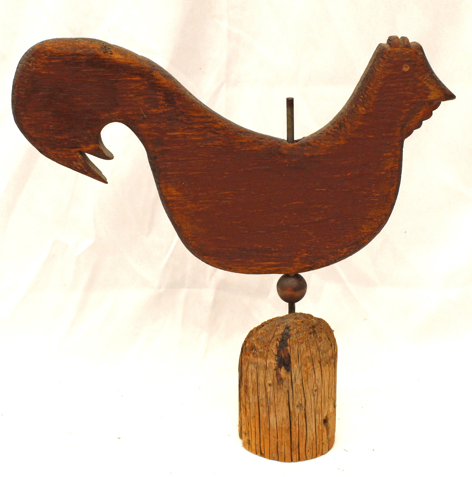 Carved & painted wooden rooster weathervane - 13" tall x 14" wide: Carved & painted wooden rooster weathervane - 13" tall x 14" wide