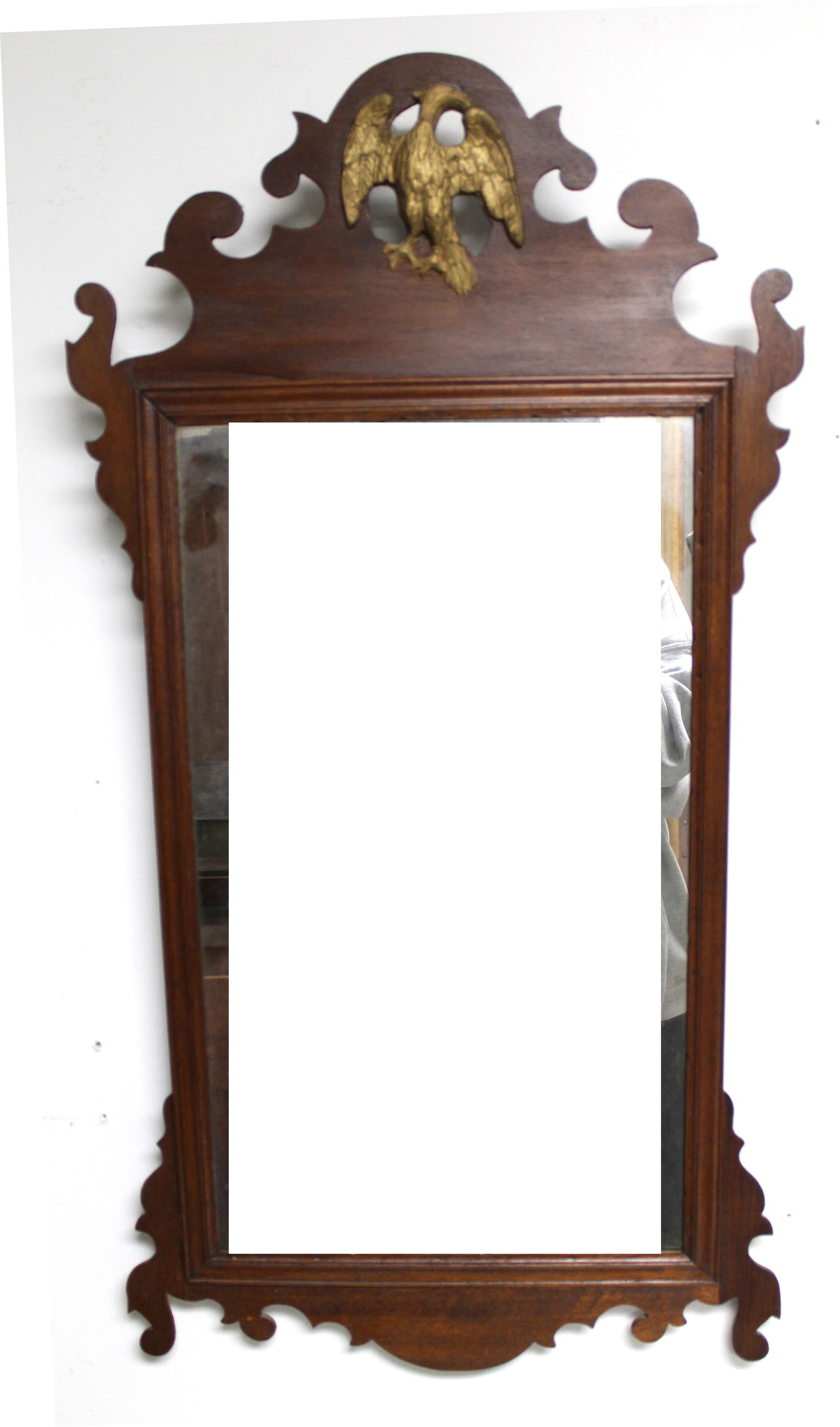 Antique Chippendale mirror w phoenix crest - 32"x18": Antique Chippendale mirror w phoenix crest - 32"x18"