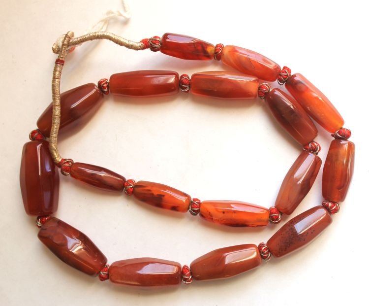 Chinese strand of carnelian beads - 22": Chinese strand of carnelian beads - 22"