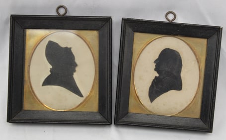 Pair of miniature framed silhouettes