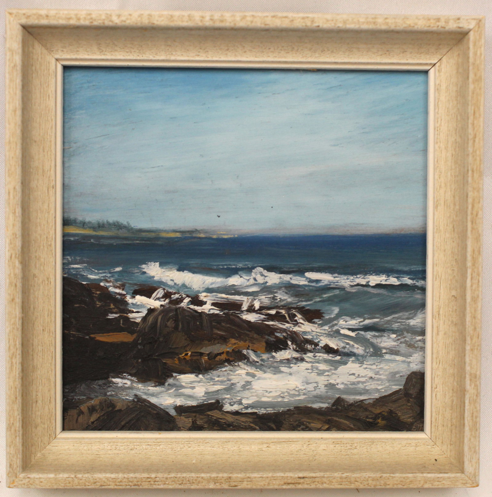 Signed Anne W Brenner small o/d titled on verso "Looking Toward Big Beach, Ogunquit, ME" - overall: Signed Anne W Brenner small o/d titled on verso "Looking Toward Big Beach, Ogunquit, ME" - overall framed size 4 3/4"x4 3/4"