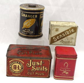 Lot of 4 antique tobacco tins