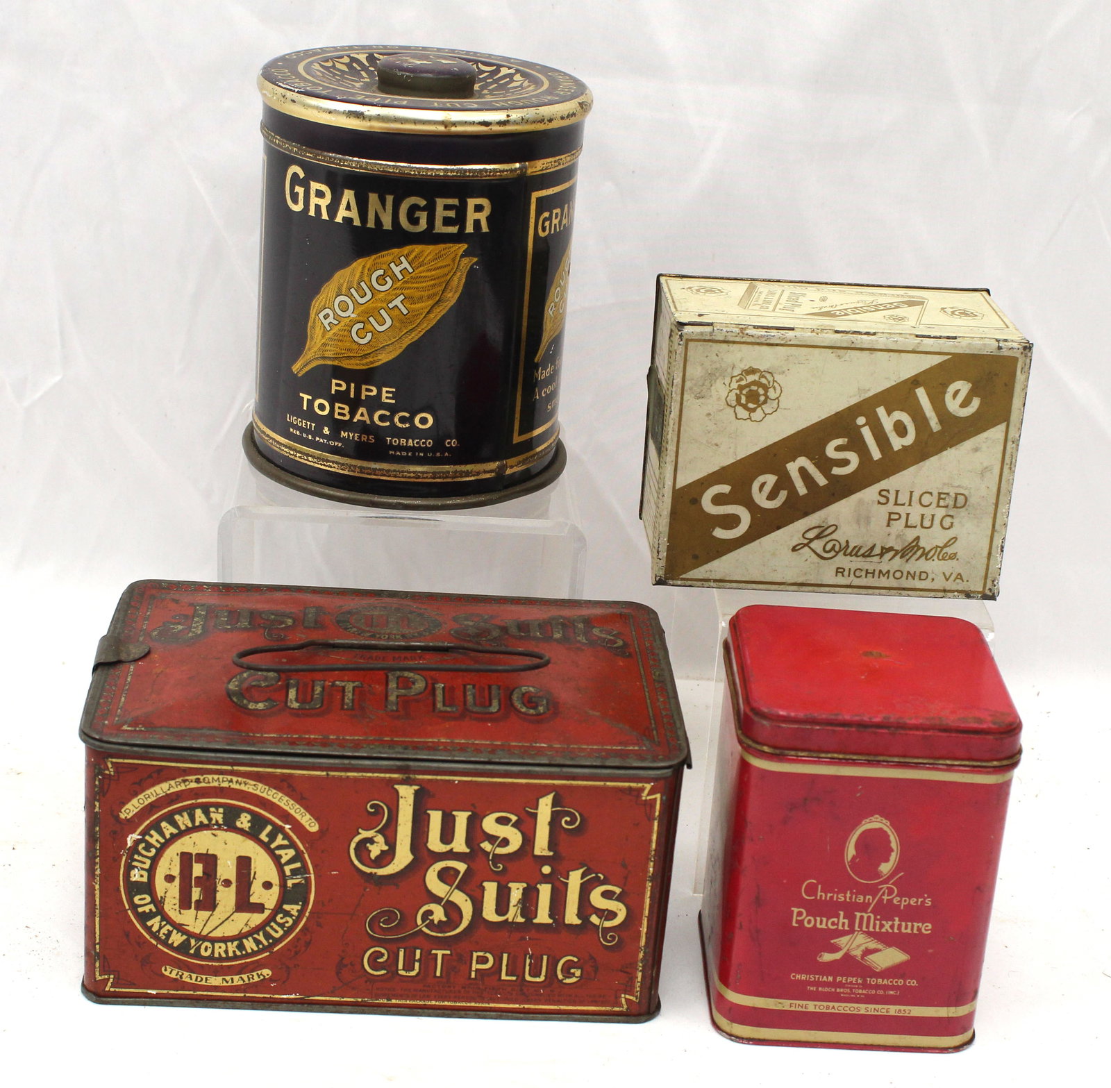 Lot of 4 antique tobacco tins: Lot of 4 antique tobacco tins