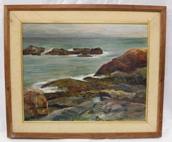 Signed FD Buell o/bd titled on verso "Low Tide, Perkins Cove Ogunquit, ME" dated 1963 - overall