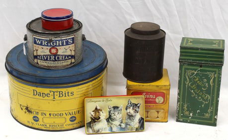 Lot of 7 antique biscuit tins