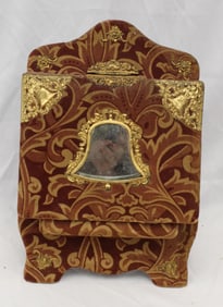 Victorian velvet covered table top photo album w photos