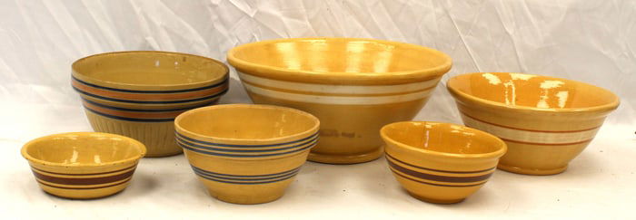 Lot of 6 yellowware bowls