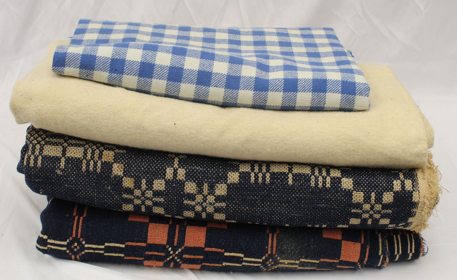 Lot of 4 antique textiles incl 2 coverlets & 2 blankets (1 of 1)