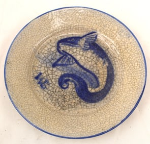 Rare Dedham Pottery small plate w fish decoration