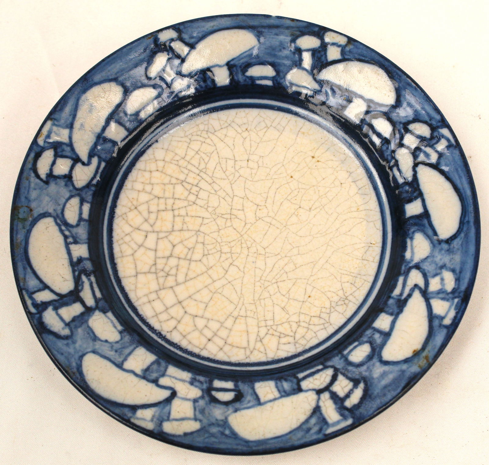 Dedham Pottery small plate w mushroom border (1 of 4)