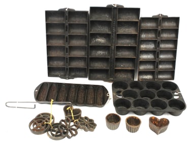 Cast iron cookware/kitchen lot incl corn bread, muffin, etc