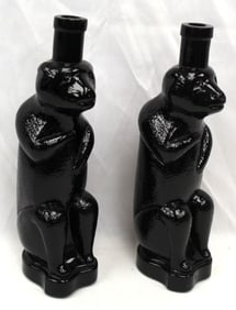 Pair of amethyst bear form bottles - 11" tall