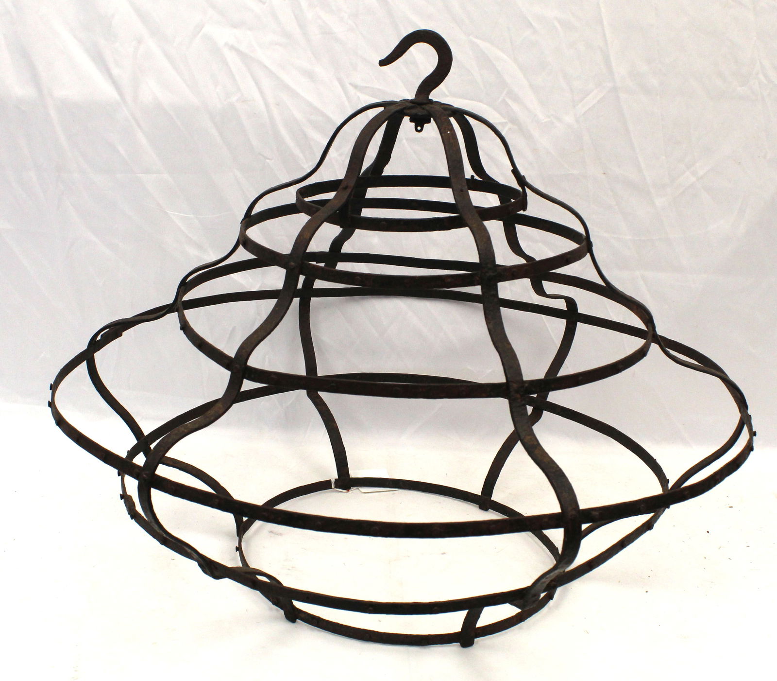 Large wrought iron hanging herb dryer - 24" tall x 29 1/2" diam (1 of 3)