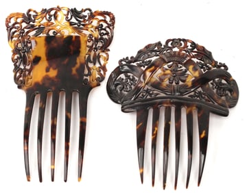 Pair of antique tortoise shell hair combs