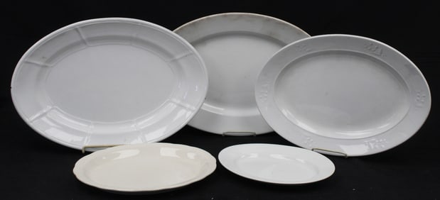 Lot of 5 ironstone oval platters - 11"-19" long
