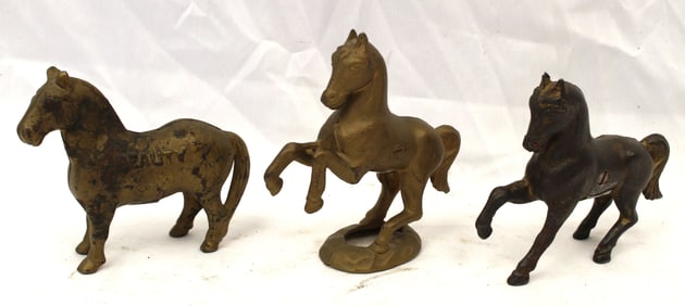 Lot of 3 cast iron horse still banks - 4 1/2" - 5 1/2" tall