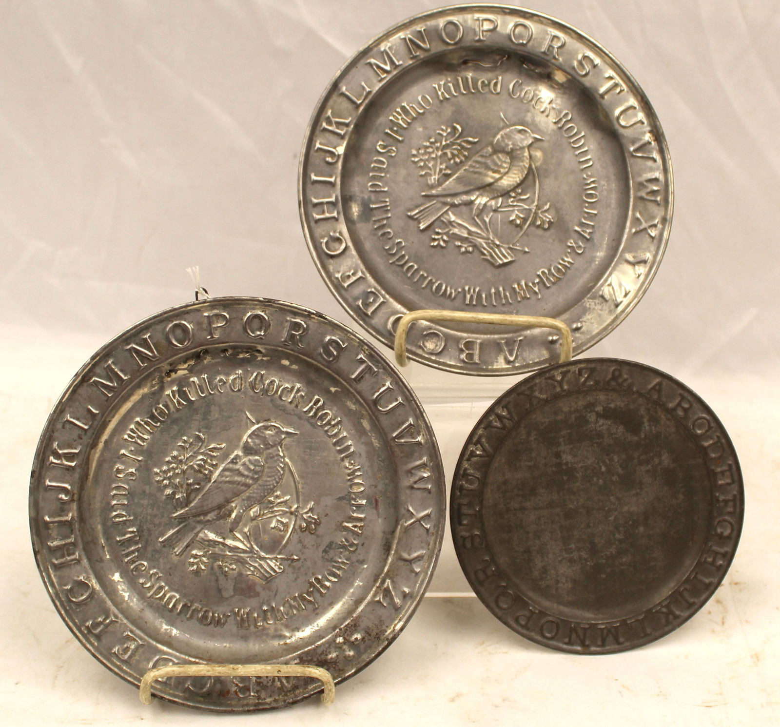 Lot of 3 tin plates incl 2 "Who Killed Cock Robin" (1 of 4)