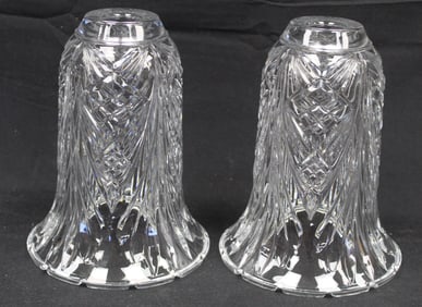Beautiful pair of cut crystal candle lamp shades/sconces - 9" tall