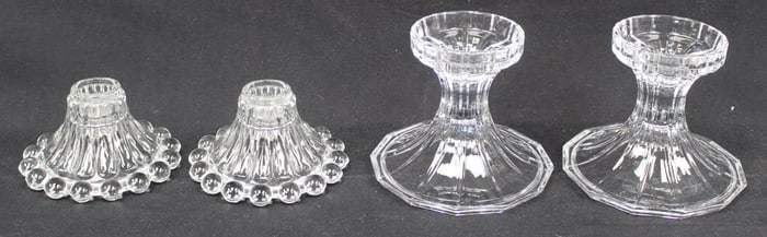 Lot of 2 pairs of crystal candlesticks -