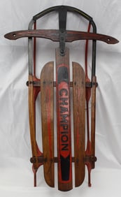 Antique wooden painted sled "Champion"