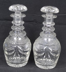 Pait of cut glass decanters