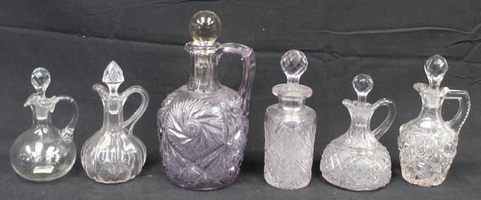 Lot of 6 cut & prtessed glass cruets