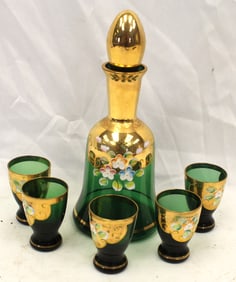 Venetian Glass hand painted decanter set