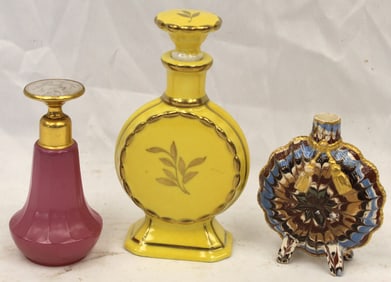 Lot of 3 perfume bottles (1 with no stopper)