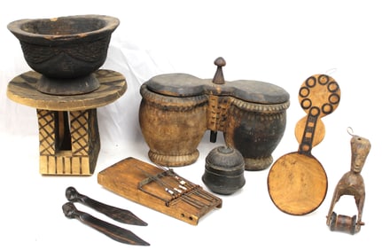 Collection of wooden carved Haitian carvings