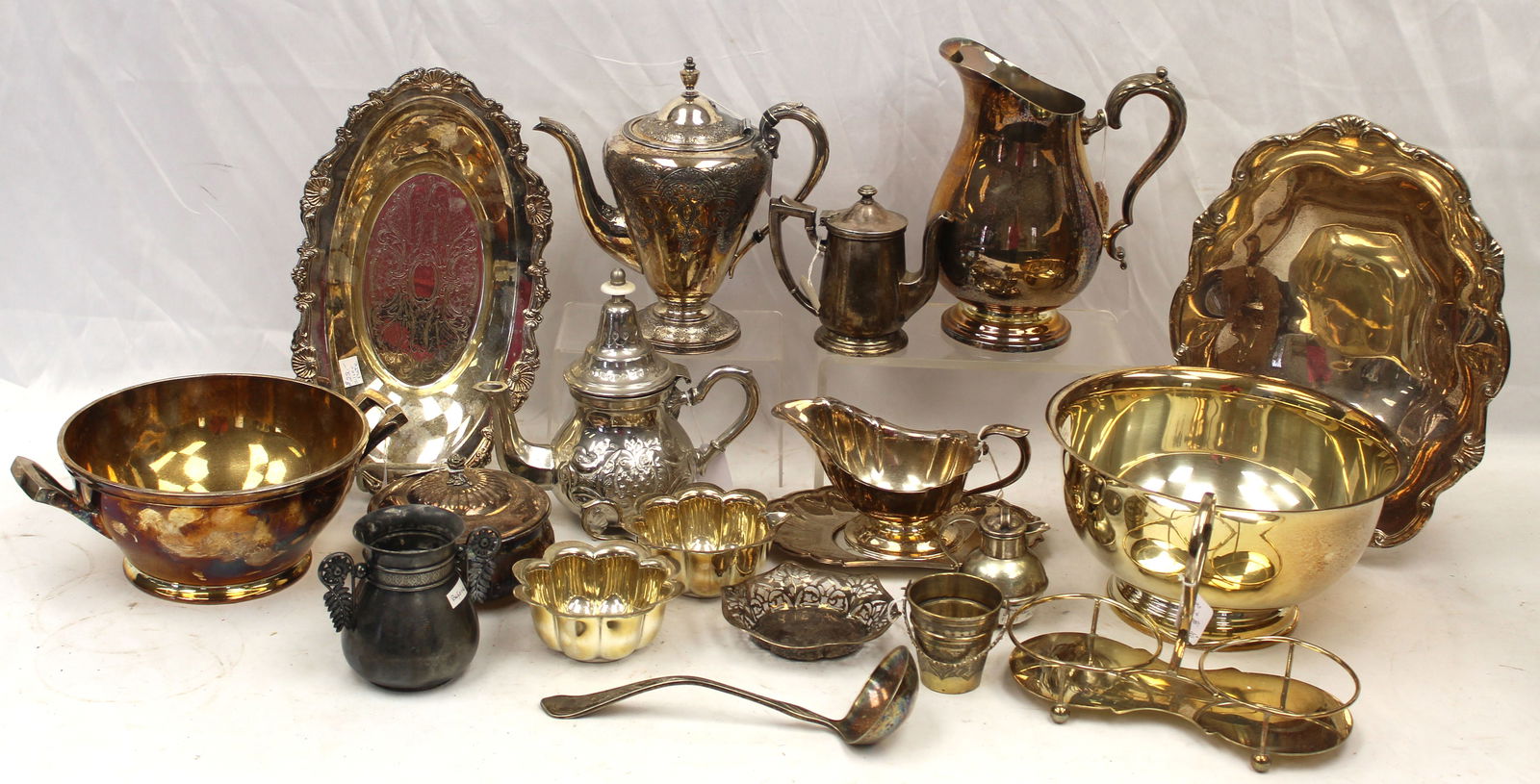 Large lot of silverplate incl bowls, chargers, teapots, pitcher, etc (1 of 5)