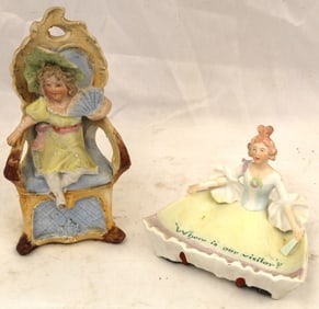 Lot of 2 bisque figurines incl one erotic