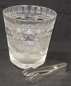 Waterford crystal ice bucket w silver tongs
