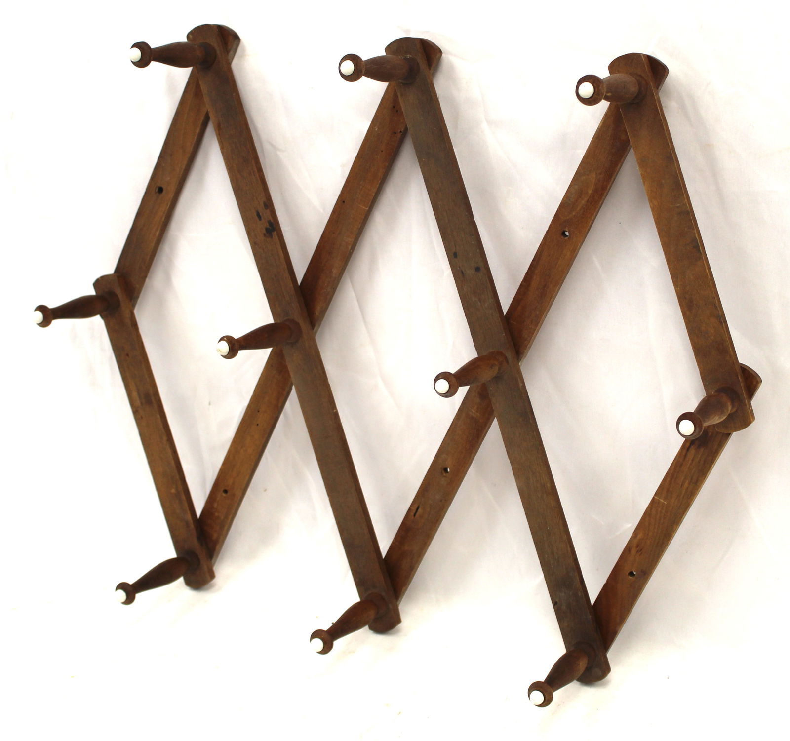 Victorian accordian wooden wall hat rack (1 of 3)