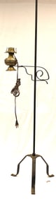 Antique iron & brass adjustable lamp - 56 1/2" tall