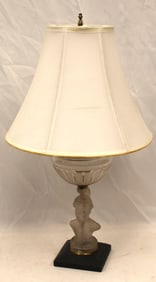 Figural fristed glass table lamp - approx 24" tall