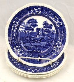 Set of 5 Copeland Spode's Tower blue & white plates