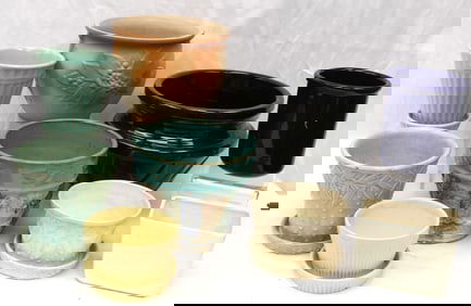 Lot of 9 pottery planters & jardineres