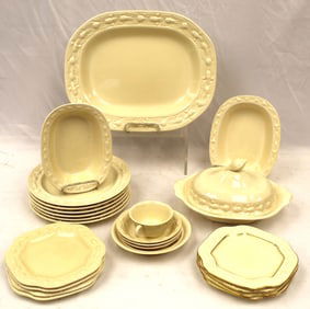 Partial set of Adams Royal Ivory Titianware china service incl platter, ope vegetables, covered