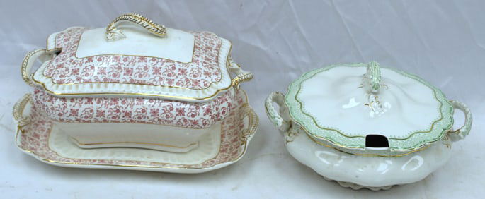 Lot of 2 porcelain covered tureens - Johnson Bros "Ruth" & John Maddock & Sons