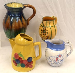 Lot of 4 Italian pottery/porcelain pitchers/creamers