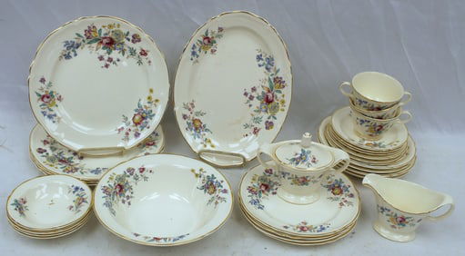 Partial china service by Edwin Knowles w transfer floral dec