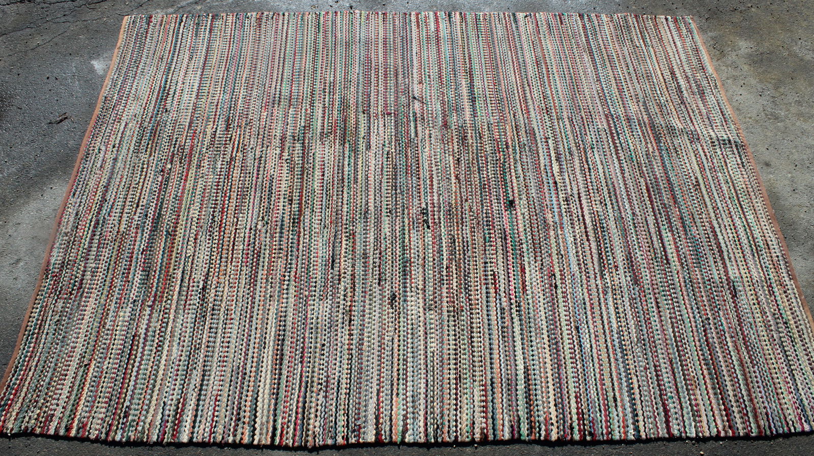 Large antique room size rectangular braided rug - approx 8'9"x12' (1 of 5)