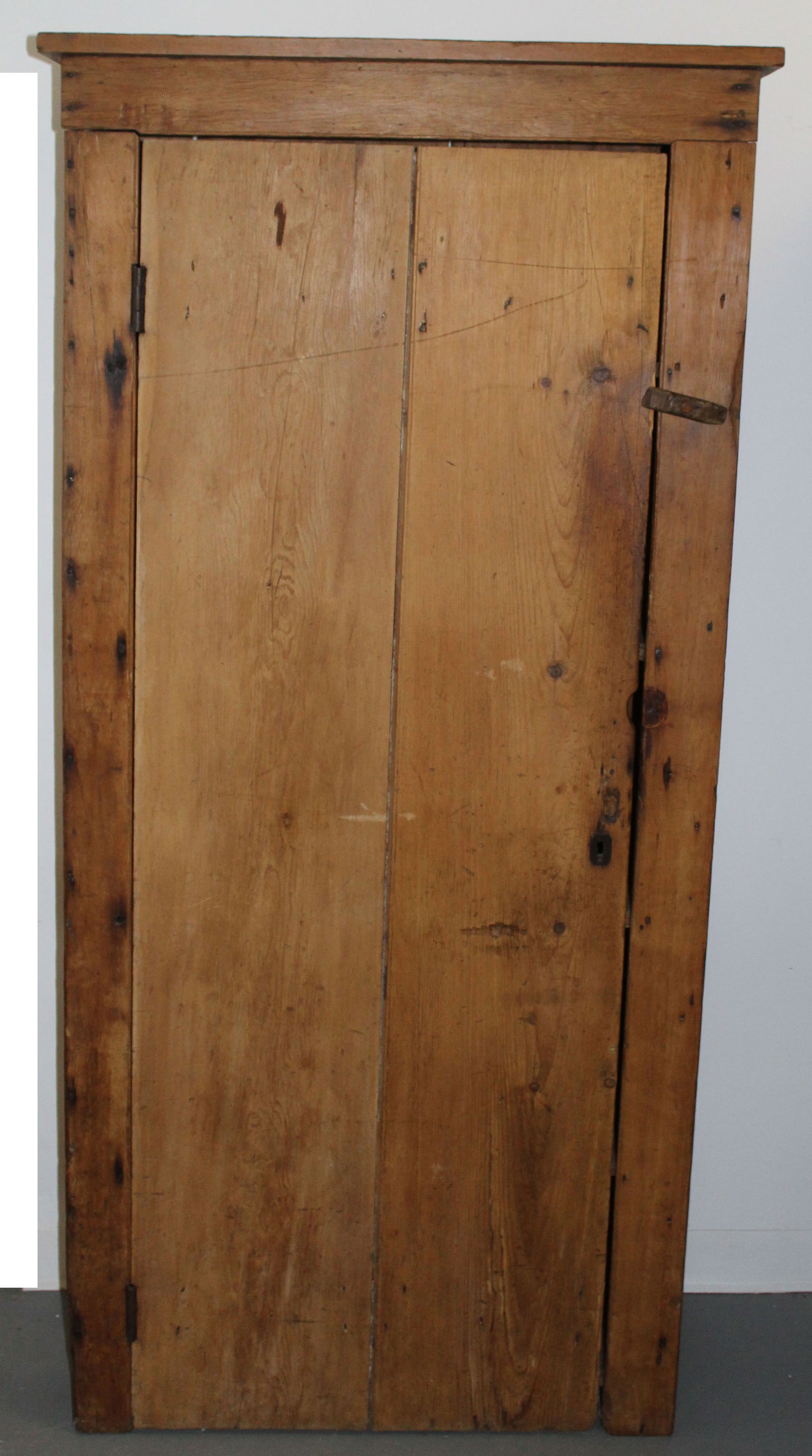Large 19thC 1 door wall cupboard w shelf interior - 72" tall x 34 1/2" wide x 14 1/2" deep (1 of 6)