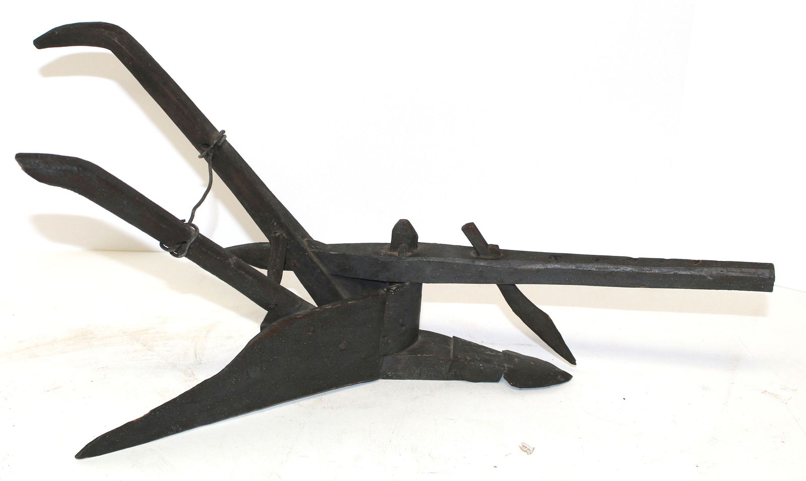 19thC Folk Art horse drawn plow in orig paint - probably a salesman's sample - 17" long x 9" tall (1 of 5)