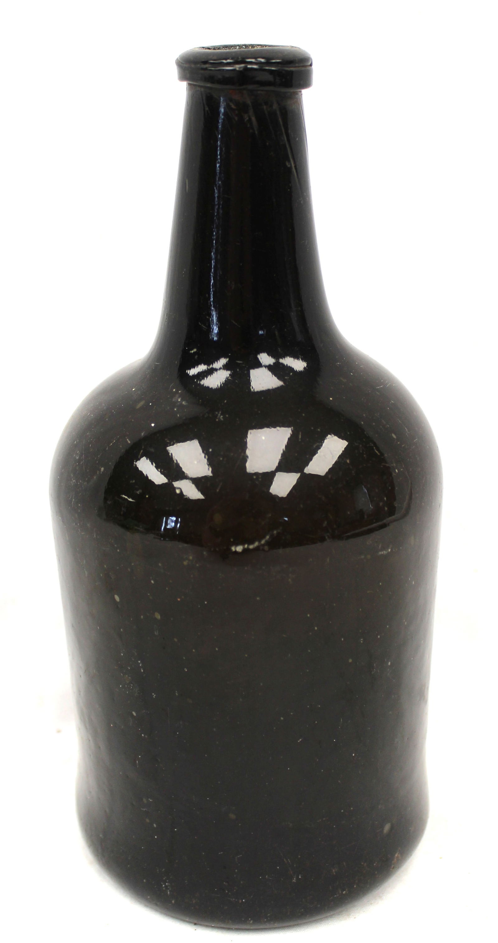18thC black glass English bottle (1 of 4)